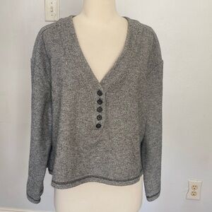 Urban Outfitters‎ Gray Oversize Cropped V Neck Sweatshirt Size S-P
